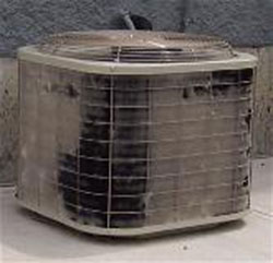 heater repair furnace repair central gas furnace repair. Air conditioning repair. Dirty coils in the outdoor cooling unit.