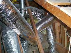 heater repair furnace repair central gas furnace repair. Messy duct installation restricting airflow, Corona, Norco, Anaheim, Yorba Linda, Irvine, Mission Viejo, Whittier duct testing