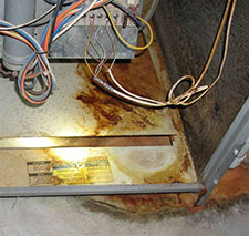heater repair furnace repair central gas furnace repair. An example of water damage from leaking condensation from a home air conditioner